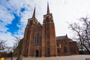 Obraz premium Roskilde Cathedral, church of the Danish royal family and unesco world heritage in Denmark