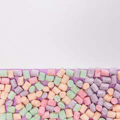 Sweets on pastel backgrounds. Fashion style Minimalism Set. Flat lay, Top view.