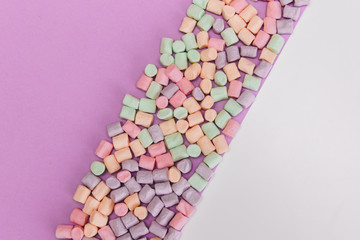 Sweets on pastel backgrounds. Fashion style Minimalism Set. Flat lay, Top view.