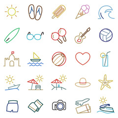 Summer icon set for mobile and web