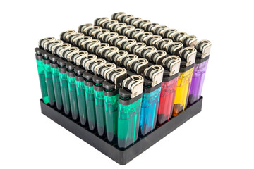 Cigarette lighter set sort on white background