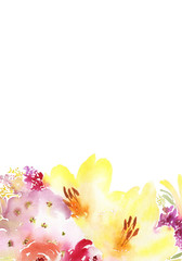 Lilies greeting card. Bouquet of flowers.