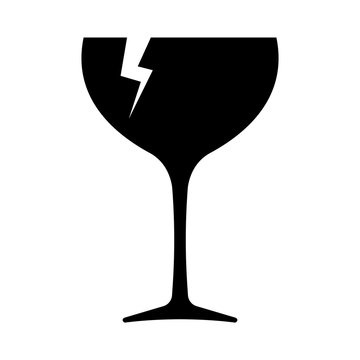 Fragile icon. Broken wine glass as symbol of fragile cargo. Vector Illustration
