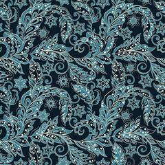 Floral oriental ethnic background. seamless vector pattern