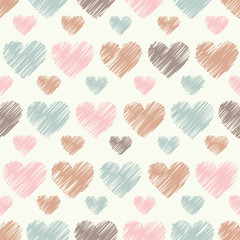 Seamless vector background with decorative hearts. Print. Cloth design, wallpaper.
