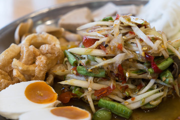 Thai spicy food, spicy salad, papaya salad.