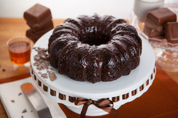 Holiday treat dessert chocolaty rich double chocolate cake entire whole serving
