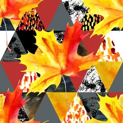 Foto op Plexiglas Autumn leaves watercolor seamless pattern © Tanya Syrytsyna