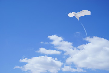 紙ひこうき鳥　青空　イメージ © imagefuji