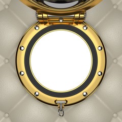 Porthole of the luxurious yacht, 3D illustration