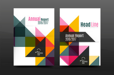 Colorful geometry design annual report a4 cover brochure template layout, magazine, flyer or leaflet booklet
