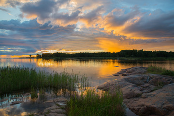 Fototapeta na wymiar Seaside sunset on the Swedish east coast