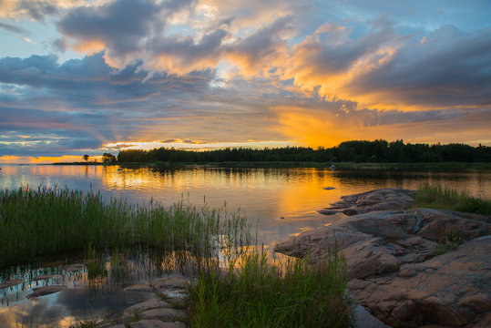 Seaside sunset on the Swedish east coast