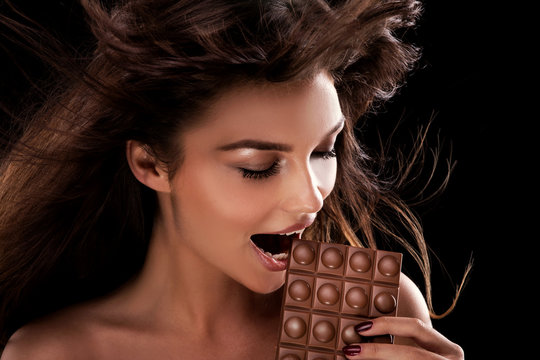 Young girl with chocolate.
