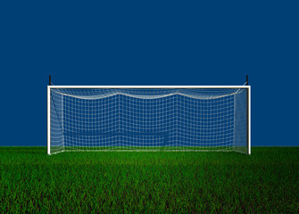 Fototapeta premium Football Goal on Blue Background 3d rendering