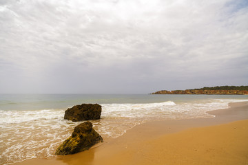 beautiful beach on the Atlantic Ocean, Algarve, Portugal