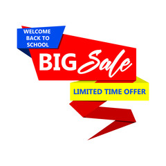 Back to school big sale paper banner. Vector illustration.