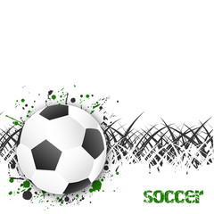 Soccer (football) vector background with ball and grass.