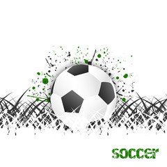 Soccer (football) vector background with ball and grass.