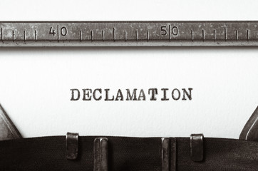 word declamation typed on typewriter