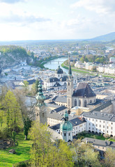 Aerial view of the historic city of Salzburg from Hohensalzburg