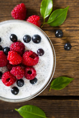 Pudding with chia seeds and fresh berries