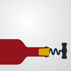 Icono plano sacacorchos botella y corcho color sobre fondo degradado gris