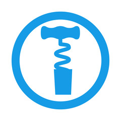 Icono plano sacacorchos con corcho en circulo color azul