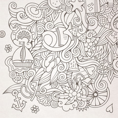 Doodles abstract decorative summer sketch background