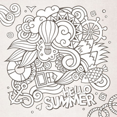 Doodles abstract decorative summer sketch background