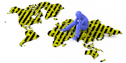 Ragazzo che pensa sopra la Terra con texture varie