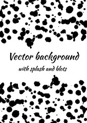 Fototapeta premium Vector black and white background with ink blots, splash and brush strokes. Creative artistic template for card, layout, cover. Rainbow colors