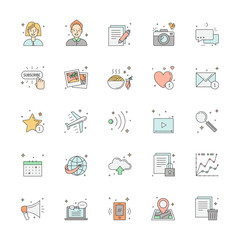 Blog multicolored icon set. Clean and simple outline design.