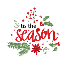 Fototapeta premium Christmas card with wreath design