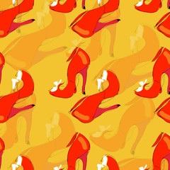 Seamless pattern of women red shoes