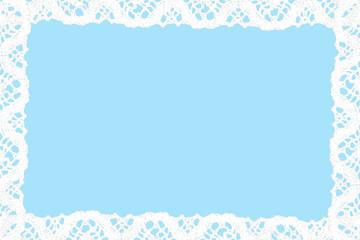 White lace on blue background.