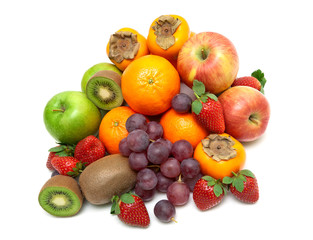 Naklejka na ściany i meble fresh juicy fruits isolated on a white background