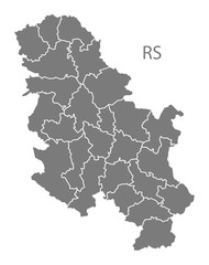 Serbia regions Map grey