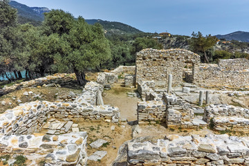 Ruins of ancient church in Archaeological site of Aliki, Thassos island,  East Macedonia and Thrace, Greece