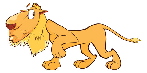 Illustration of a Funny Yellow Lion. Cartoon Character