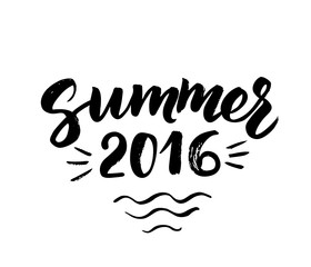 Fototapeta na wymiar Summer 2016 card with hand drawn brush lettering