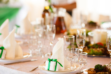 Stylish luxury decoration of tables for a dinner