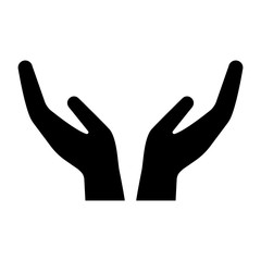 Care icon with hands gesture. Cupped hands symbolizing support, care, protection. Vector Illustration