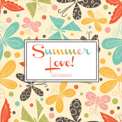 Cute butterfly. Vector postcard. EPS 10 vector illustration.