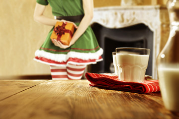 table of milk and xmas time 