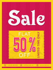 Sale Flyer or Banner. Flat 50% Off for Limited Time Only.