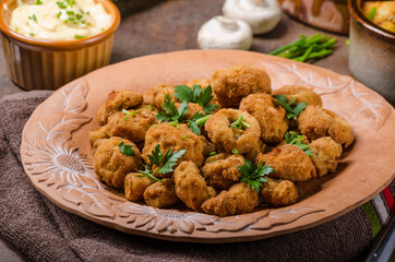 Breaded fried mushrooms