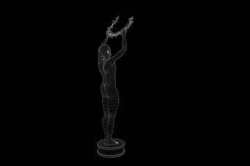 Award in Hologram Wireframe Style. Nice 3D Rendering
