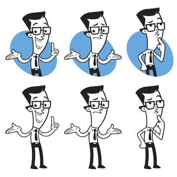 Hombre de negocios con diferentes expresiones