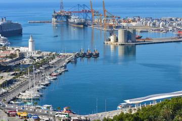 Vista panorámica puerto Málaga Spain